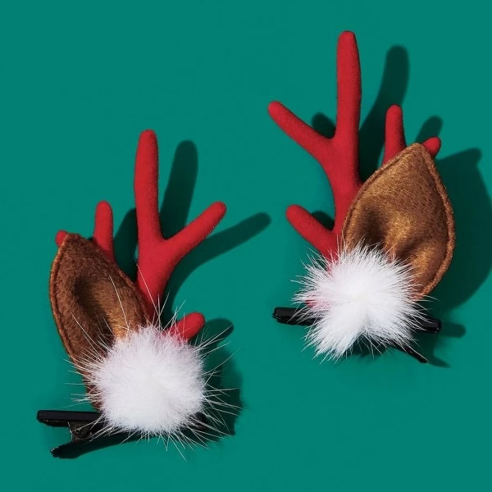 2pcs Christmas New Year Antler Hair Clips